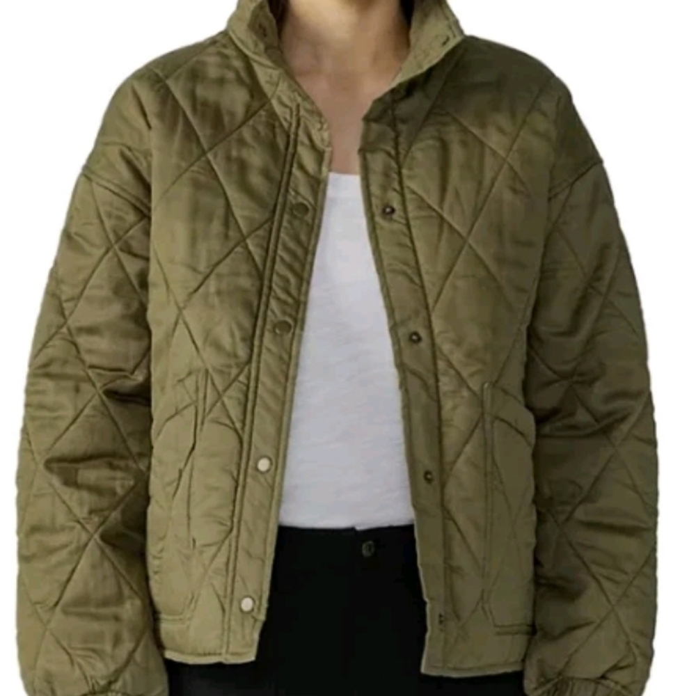 Sanctuary Women's Quilted Puffer Jacket - Olive. Oversized Xs.